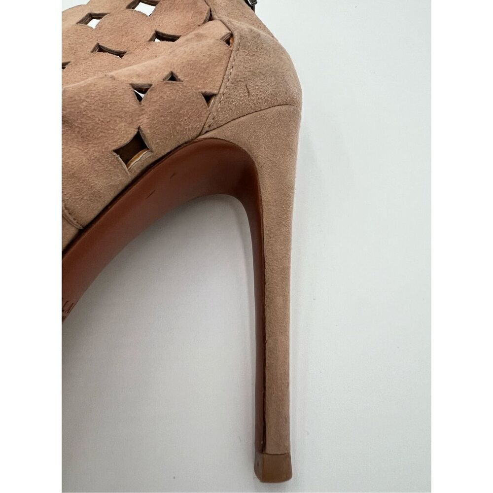 Alaia Paris Laser Cut Suede Booties Sandals Heels Nude Made in Italy 37.5 - Picture 10 of 14